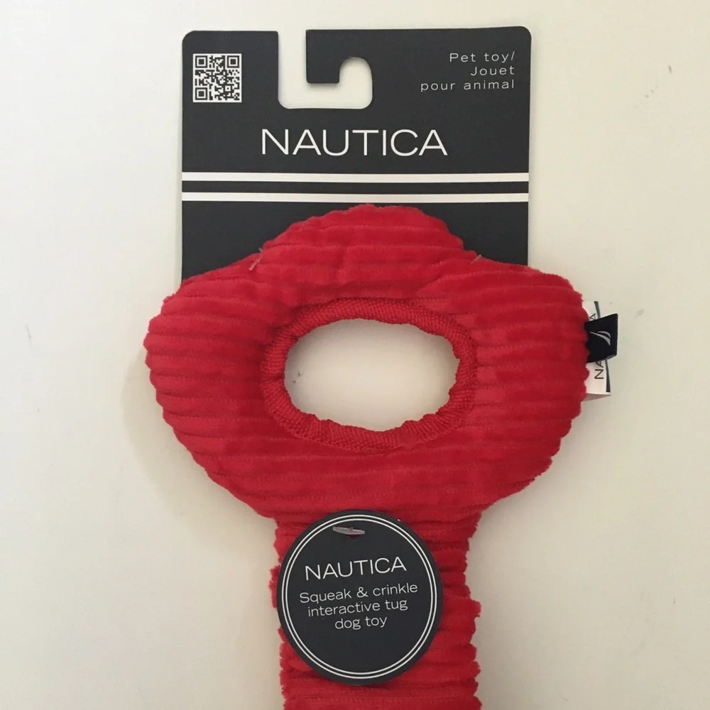 Nautica Dog Toy Red Plush Lobster Tug Toss Fetch Interactive Play